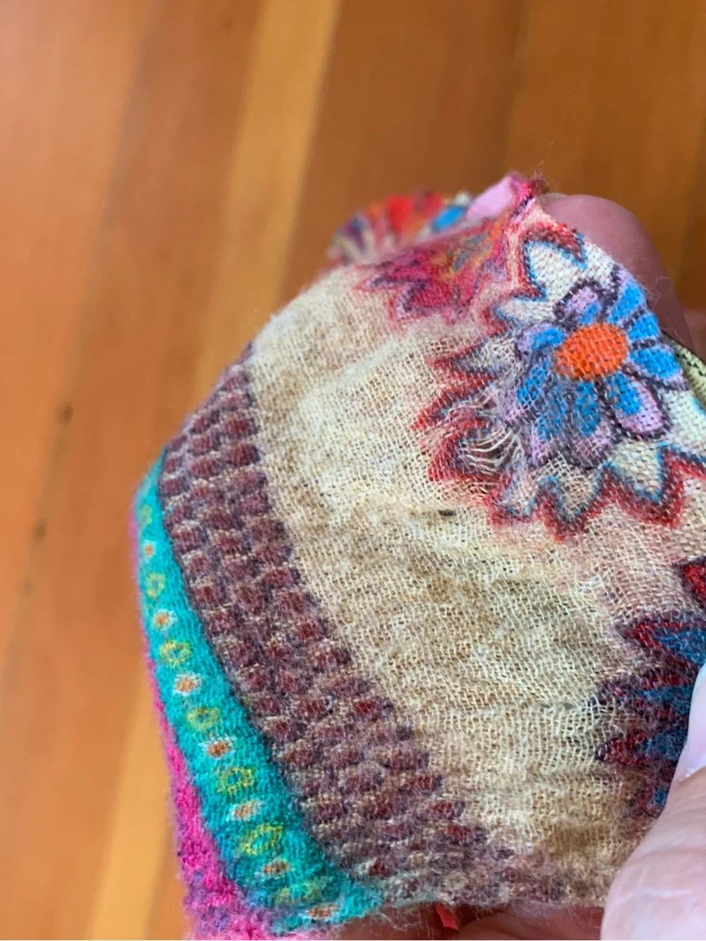 Wool Silk blend Sumac Designs Multicolor Floral Lightweight Women's Scarf